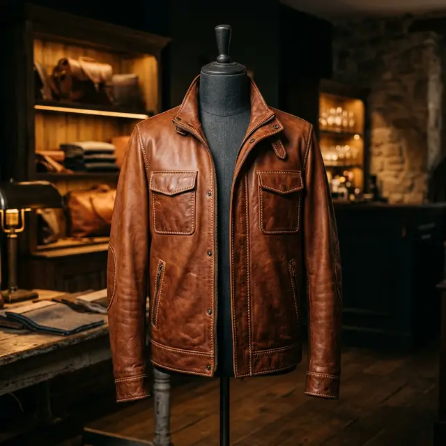 Chaqueta de cuero artesanal a medida Chía